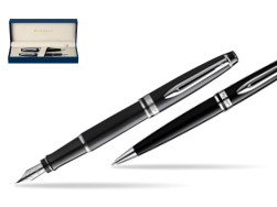 Waterman Expert Black CT Gold Nib 18k Fountain Pen + Waterman Expert Black CT Ballpoint Pen in gift box