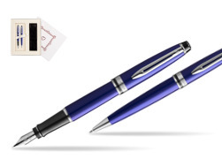 Waterman Expert Navy Blue CT Fountain Pen + Waterman Expert Navy Blue Ballpoint Pen in gift box in Gift Box "Pure Love"