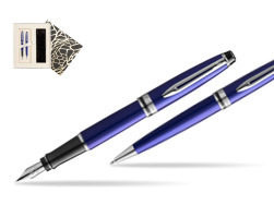 Waterman Expert Navy Blue CT Fountain Pen + Waterman Expert Navy Blue Ballpoint Pen in gift box in Standard Gift Box