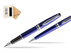 Waterman Expert Navy Blue CT Fountain Pen + Waterman Expert Navy Blue Ballpoint Pen in gift box in Standard 2 Gift Box