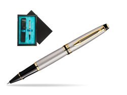 Waterman Expert Stainless Steel GT Rollerball pen  single wooden box  Black Single Turquoise