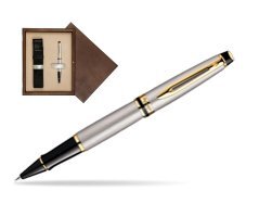 Waterman Expert Stainless Steel GT Rollerball pen in single wooden box  Wenge Single Ecru
