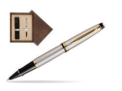 Waterman Expert Stainless Steel GT Rollerball pen in single wooden box  Wenge Single Ecru