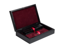 Single Wooden Box Black Maroon	with pen pouch