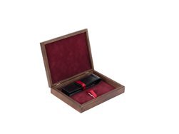 Double Wooden Box Wenge Maroon with pen pouch