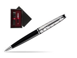 Waterman Expert Deluxe Black CT Ballpoint pen  single wooden box  Black Single Maroon