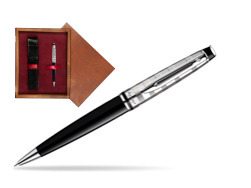 Waterman Expert Deluxe Black CT Ballpoint pen in single wooden box Mahogany Single Maroon