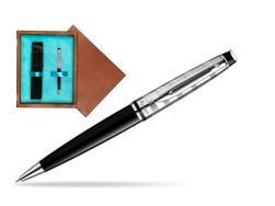 Waterman Expert Deluxe Black CT Ballpoint pen in single wooden box  Mahogany Single Turquoise 