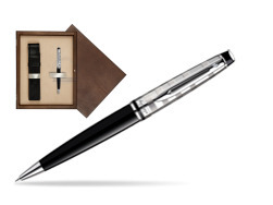 Waterman Expert Deluxe Black CT Ballpoint pen in single wooden box  Wenge Single Ecru
