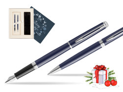 Fountain Pen + Ballpoint Pen Waterman HÉMISPHÈRE BLUE CORE Gift Set in Christmas Gift Box navy blue