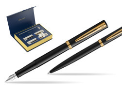 Waterman IMPRESSION Black GT Fountain Pen + Ballpoint Pen Gift Set in Waterman gift box Duo 2022