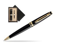 Waterman Expert Black GT Ballpoint pen  single wooden box  Black Single Ecru