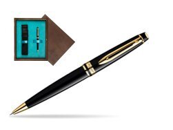 Waterman Expert Black GT Ballpoint pen in single wooden box  Wenge Single Turquoise 