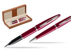 Waterman Carène Glossy Red CT Fountain pen + Waterman Carène Glossy Red CT Ballpoint Pen  in classic box brown