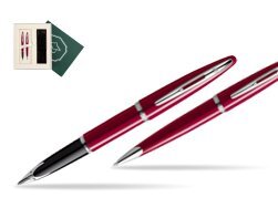 Waterman Carène Glossy Red CT Fountain pen + Waterman Carène Glossy Red CT Ballpoint Pen in Gift Box "Science"
