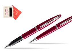 Waterman Carène Glossy Red CT Fountain pen + Waterman Carène Glossy Red CT Ballpoint Pen in Gift Box "Red Love"