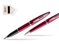 Waterman Carène Glossy Red CT Fountain pen + Waterman Carène Glossy Red CT Ballpoint Pen in Gift Box "Pure Love"