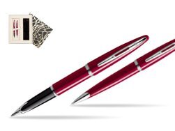 Waterman Carène Glossy Red CT Fountain pen + Waterman Carène Glossy Red CT Ballpoint Pen in Standard Gift Box