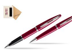 Waterman Carène Glossy Red CT Fountain pen + Waterman Carène Glossy Red CT Ballpoint Pen in Standard 2 Gift Box