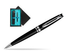 Waterman Expert Matt Black CT Ballpoint pen  single wooden box  Black Single Turquoise