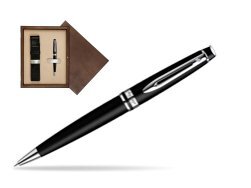 Waterman Expert Matt Black CT Ballpoint pen in single wooden box  Wenge Single Ecru