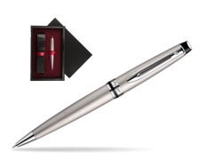 Waterman Expert Stainless Steel CT Ballpoint pen  single wooden box  Black Single Maroon