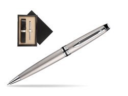 Waterman Expert Stainless Steel CT Ballpoint pen  single wooden box  Black Single Ecru