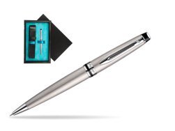 Waterman Expert Stainless Steel CT Ballpoint pen  single wooden box  Black Single Turquoise