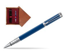 Waterman Perspective Blue Obsession CT Rollerball Pen in single wooden box Mahogany Single Maroon