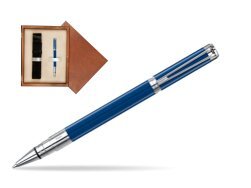 Waterman Perspective Blue Obsession CT Rollerball Pen in single wooden box  Mahogany Single Ecru