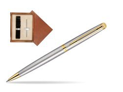 Waterman Hémisphère Stainless Steel GT Ballpoint pen in single wooden box  Mahogany Single Ecru