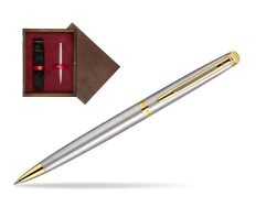 Waterman Hémisphère Stainless Steel GT Ballpoint pen in single wooden box  Wenge Single Maroon