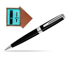 Waterman Exception Slim Black Ballpoint pen ST in single wooden box  Mahogany Single Turquoise 
