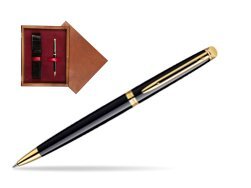 Waterman Hémisphère Black GT Ballpoint pen in single wooden box Mahogany Single Maroon