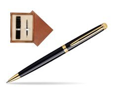 Waterman Hémisphère Black GT Ballpoint pen in single wooden box  Mahogany Single Ecru