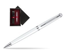 Waterman Hémisphère White CT Ballpoint pen  single wooden box  Black Single Maroon