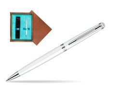 Waterman Hémisphère White CT Ballpoint pen in single wooden box  Mahogany Single Turquoise 