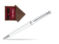 Waterman Hémisphère White CT Ballpoint pen in single wooden box  Wenge Single Maroon