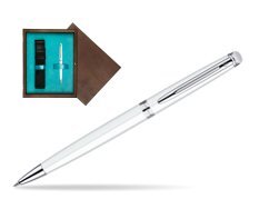 Waterman Hémisphère White CT Ballpoint pen in single wooden box  Wenge Single Turquoise 