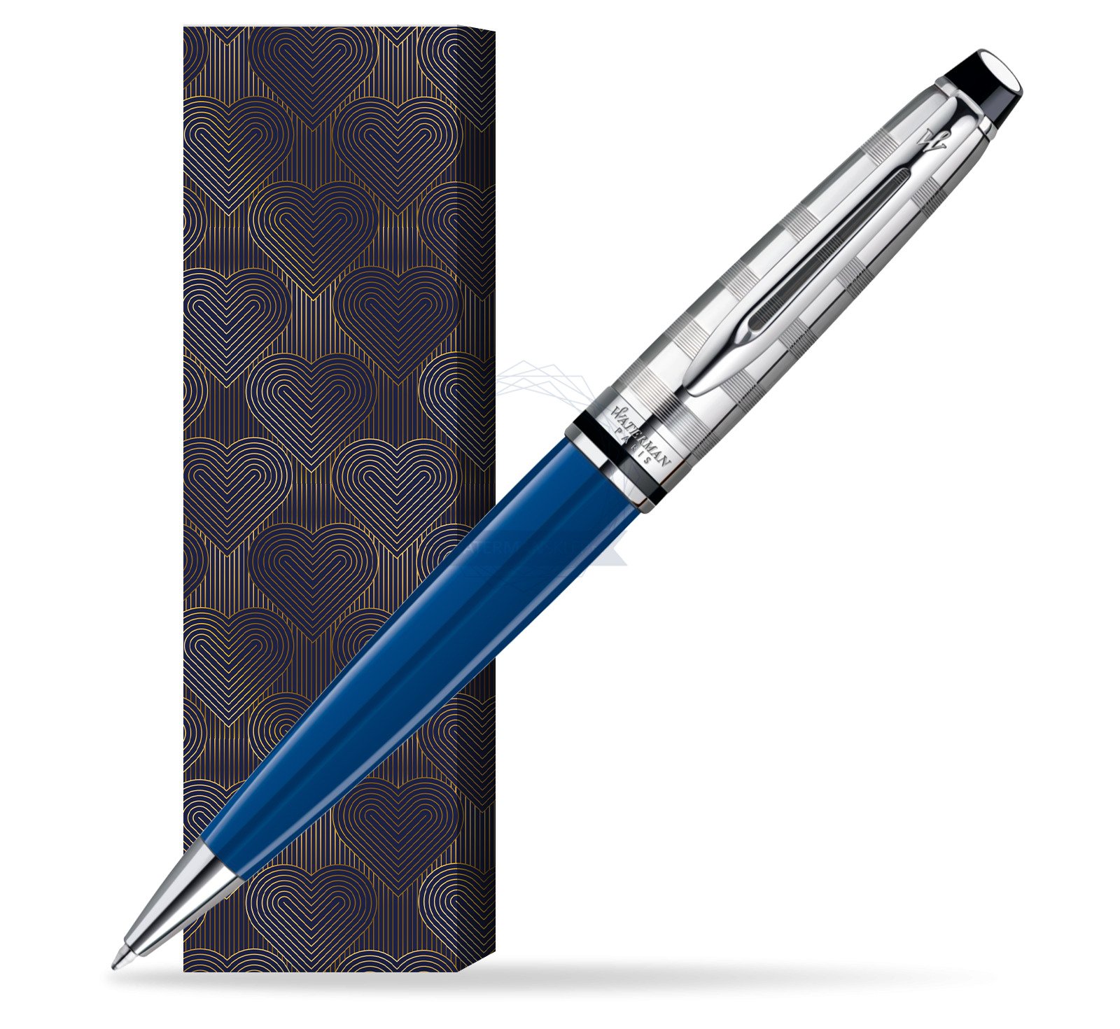 1904593 New in Box Waterman Expert Ballpoint Pen Blue Obsession Chrome Trim 