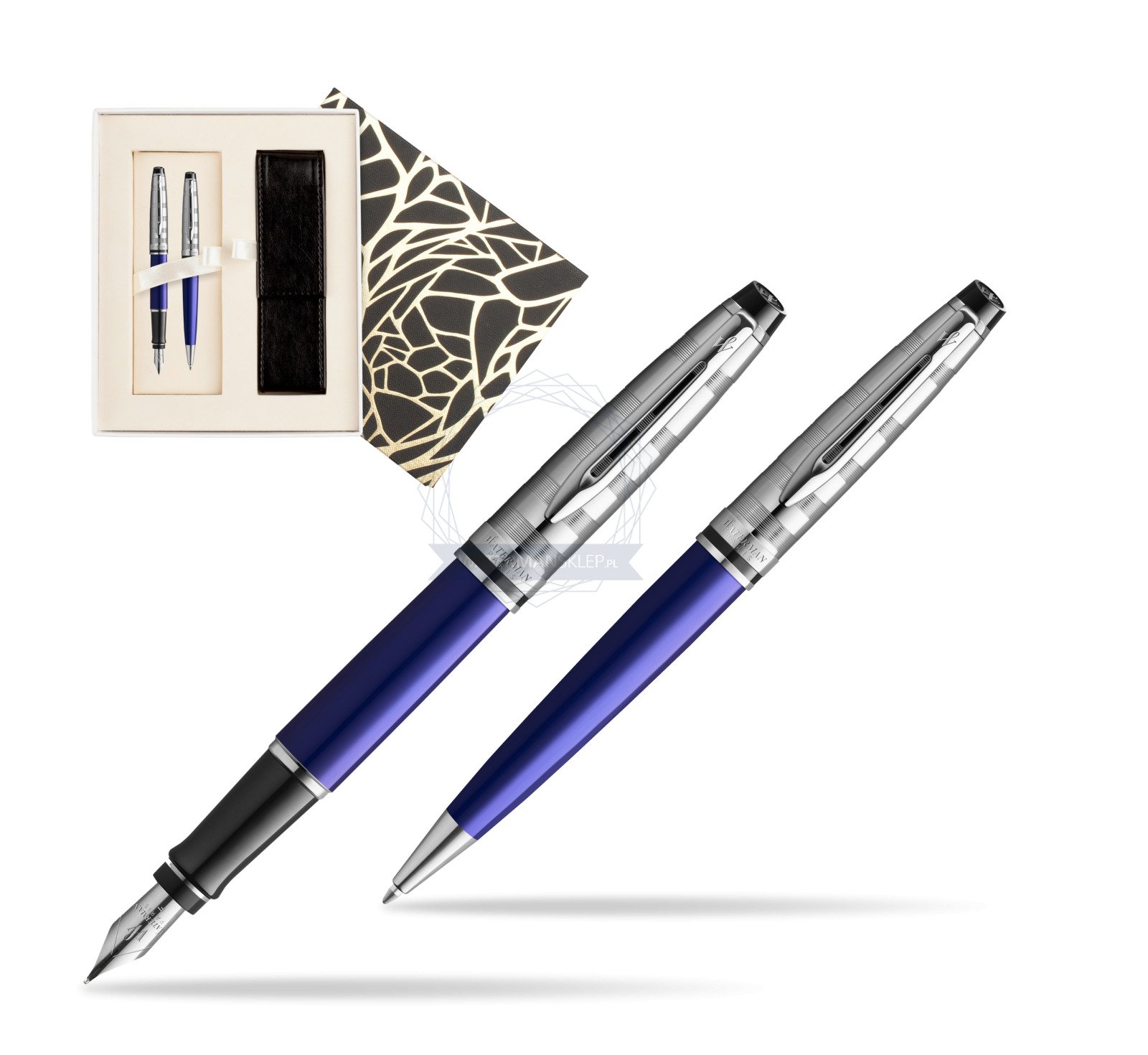 Waterman Expert DeLuxe Navy Blue Ct Fountain Pen + Waterman Expert DeLuxe  Navy Blue CT Ballpoint Pen in gift box in Standard Gift Box in Standard  Gift Box 2093654_2093657_S0106U